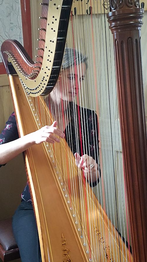 Amy played the big harp