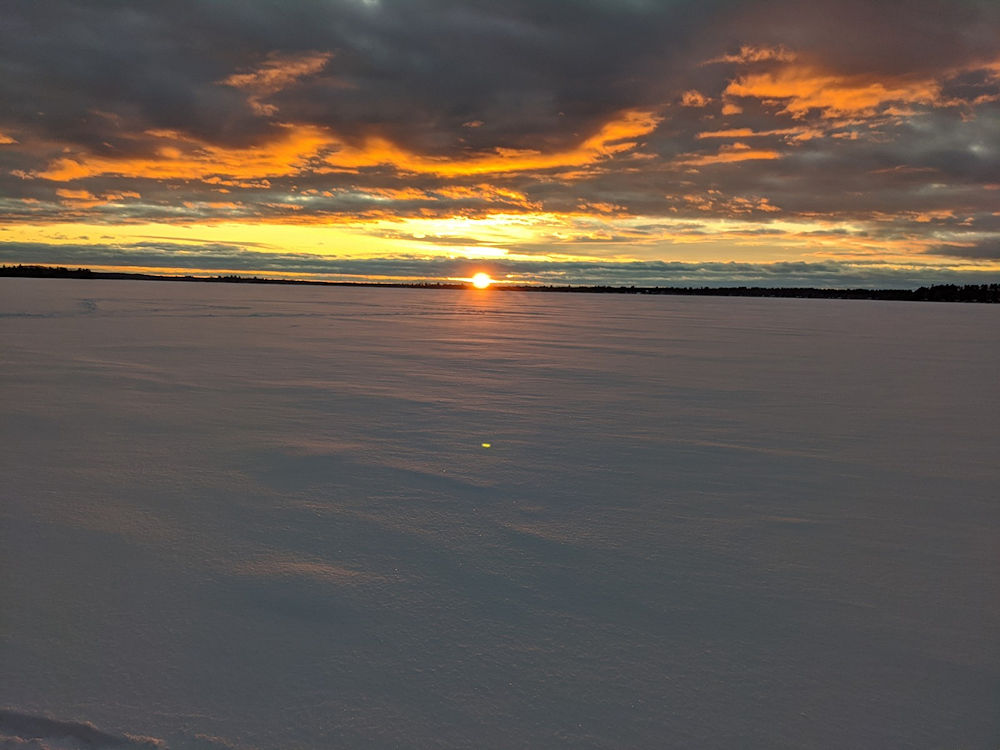 sunset walk on the lake